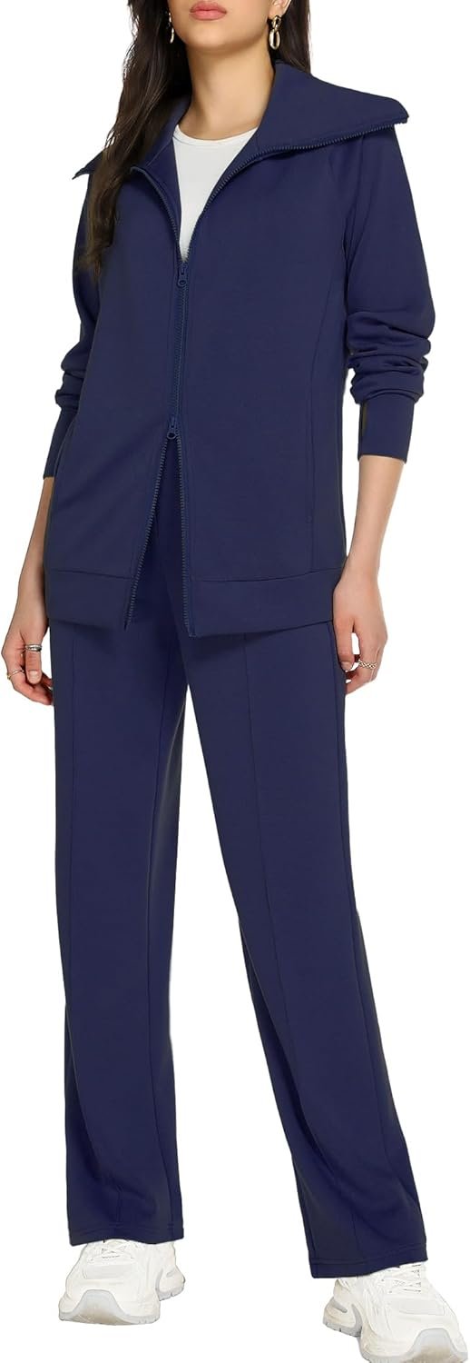 Casly Lamiit Lounge Sets for Women 2025 Fall Sweatsuit Long Sleeve Zip Up Travel Outfit Wide Leg Sweatpant Tracksuit