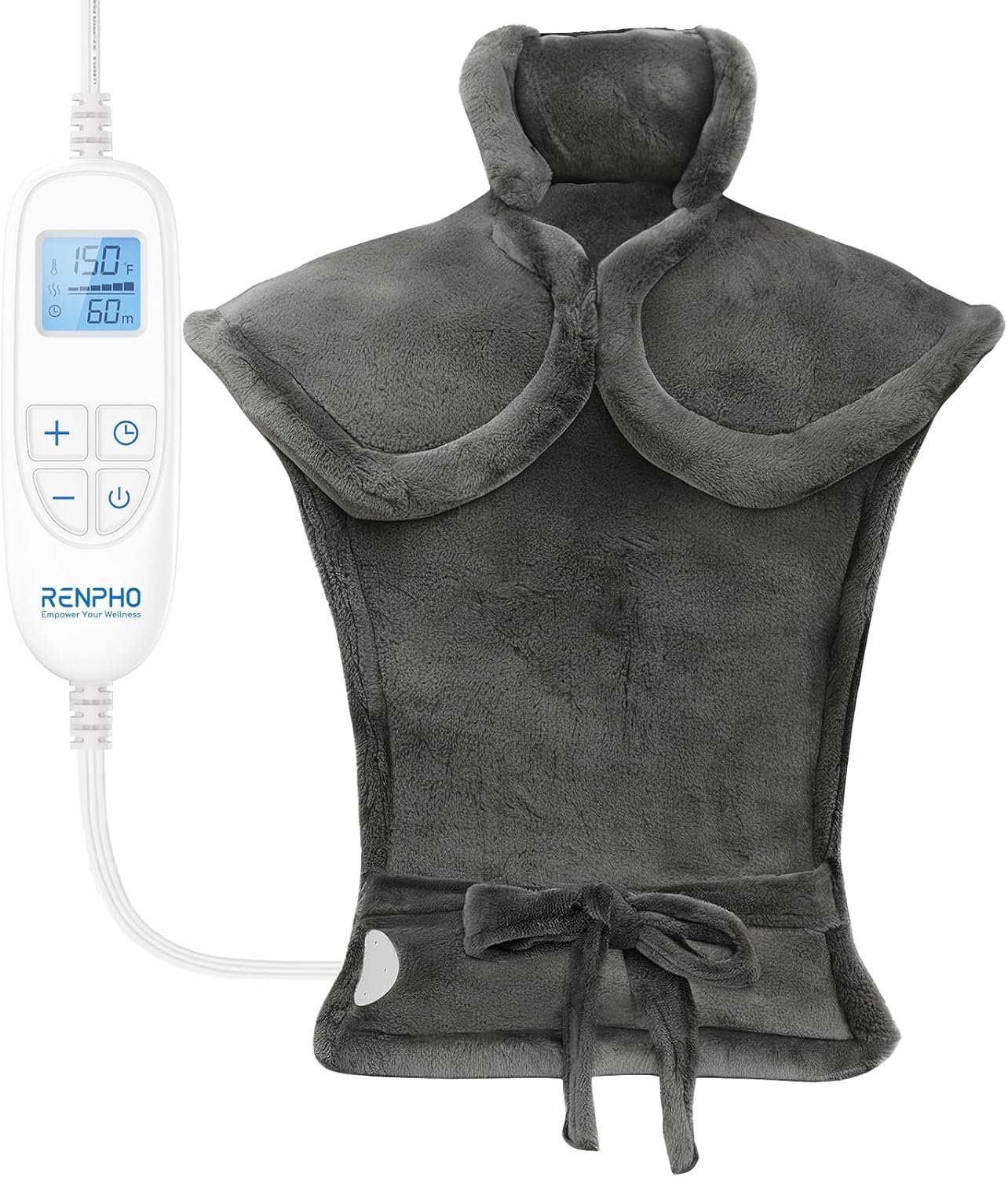 RENPHO Electric Heating Pad for Back, Birthday Christmas Gifts for Women Men Mom Dad Elderly, FSA Eligible Items Only List, Large Heat Pad for Neck Shoulders, 24″x33″, ETL Certified, Gray