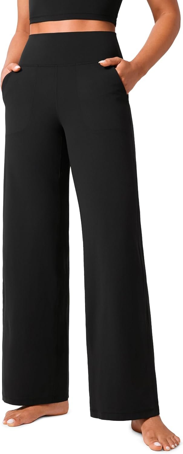 CRZ YOGA Butterlift Wide Leg Pants Pockets 29″/31″/33″ – High Waisted Yoga Lounge Buttery Soft Comfy Casual Womens