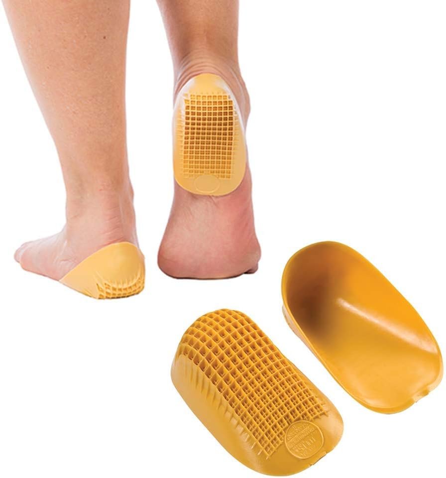Tuli’s Classic Heel Cups, Cushion Insert for Plantar Fasciitis, Shock Absorption, and Heel Pain Relief, Yellow, 2 Pairs, Large
